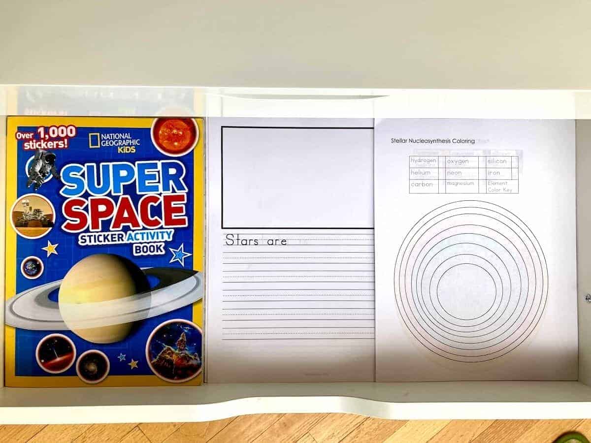 History of the Universe First Great Lesson Art and Handwriting Work in Montessori Art Drawer