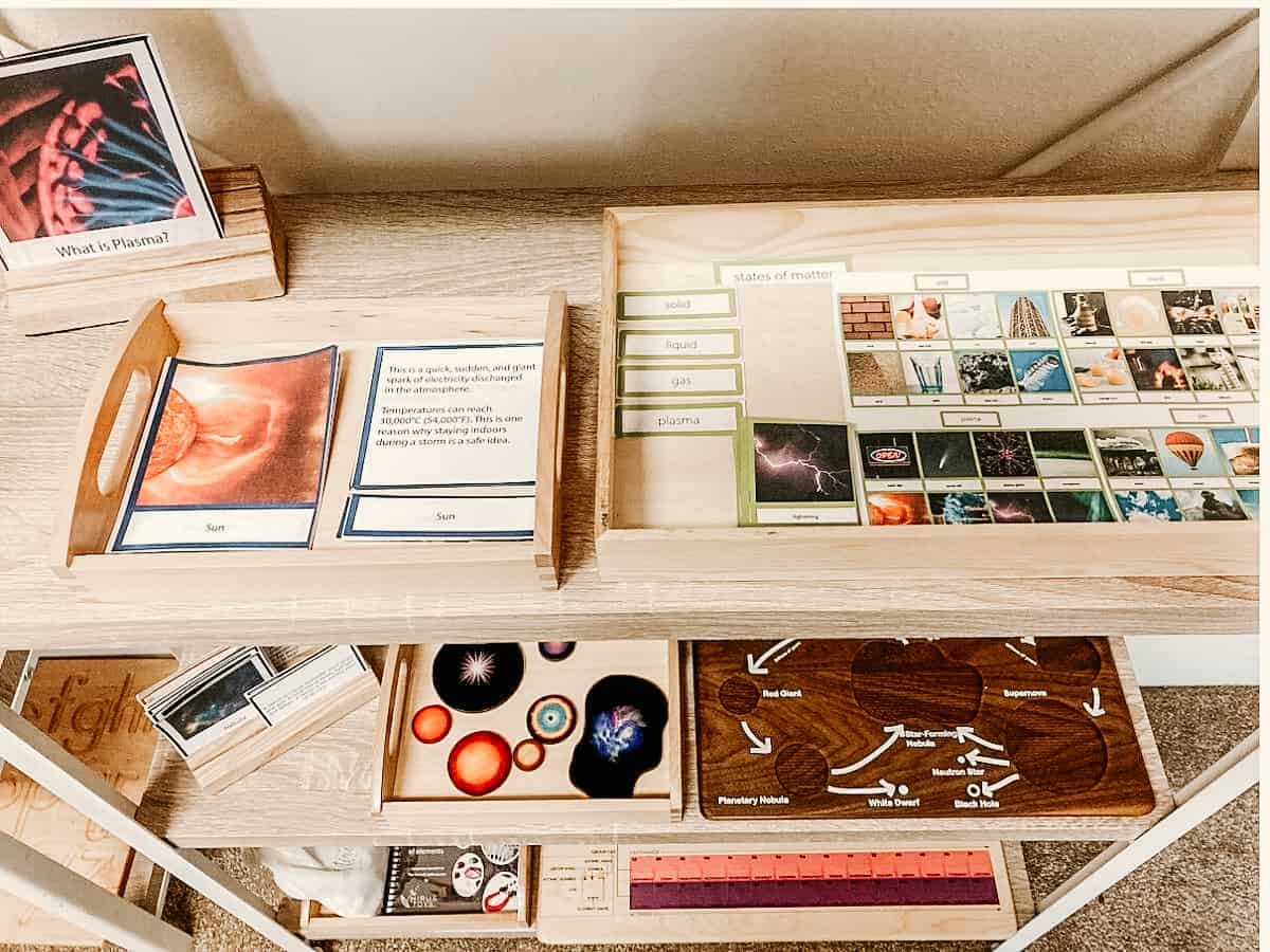 Montessori Shelves with states of matter work