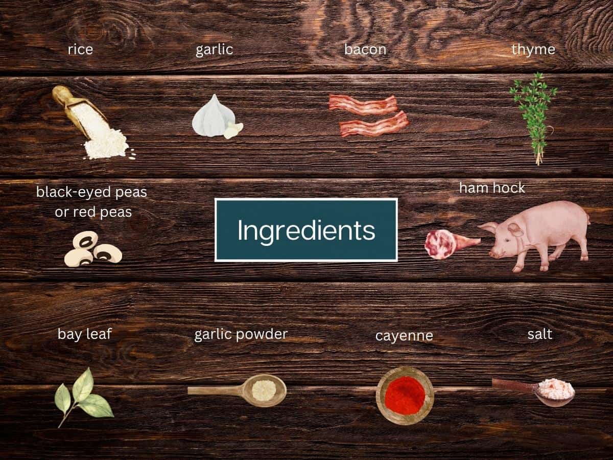 ingredients images and labels for making Hoppin' John